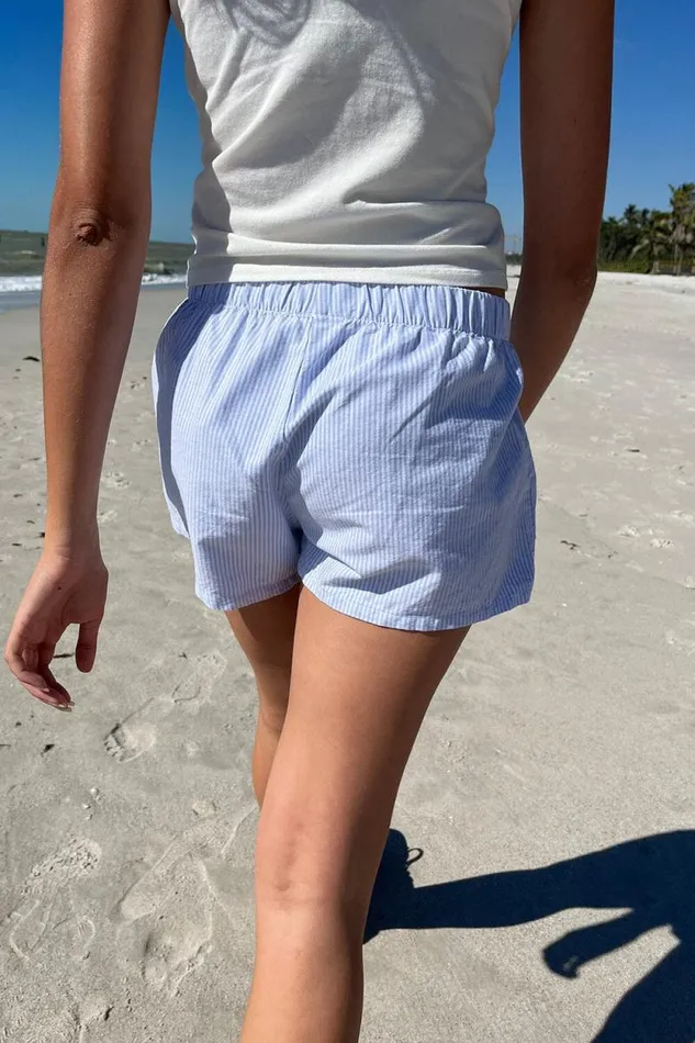 Brandy Melville Stripes Keira Striped Boxer Shorts Blue Stripes 8211 Women