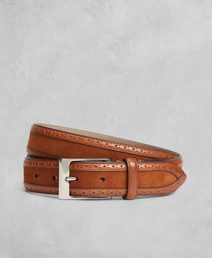Brooks Brothers Belts Golden Fleece Perforated Suede Leather Belt Brown 8211 Men Brooks Brothers Belts Golden Fleece Perforated Suede Leather Belt Brown 8211 Men