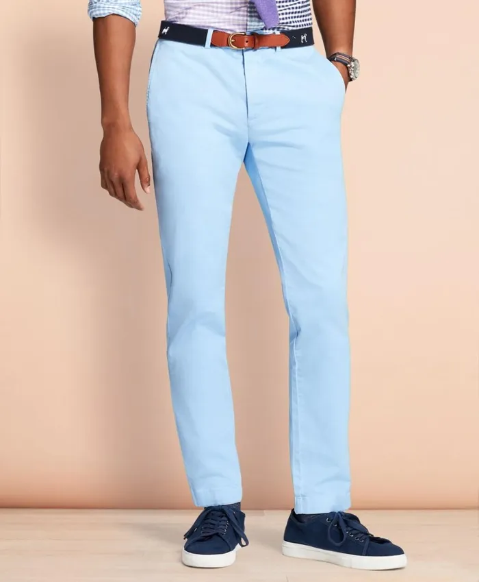 Brooks Brothers Casual Pants SlimFit GarmentDyed Stretch Chinos Light Blue 8211 Men Brooks Brothers Casual Pants SlimFit GarmentDyed Stretch Chinos Light Blue 8211 Men