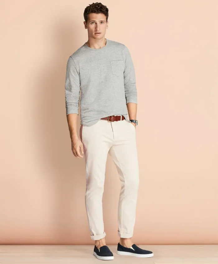 Brooks Brothers Casual Pants SlimFit GarmentDyed Stretch Chinos Oatmeal 8211 Men Brooks Brothers Casual Pants SlimFit GarmentDyed Stretch Chinos Oatmeal 8211 Men