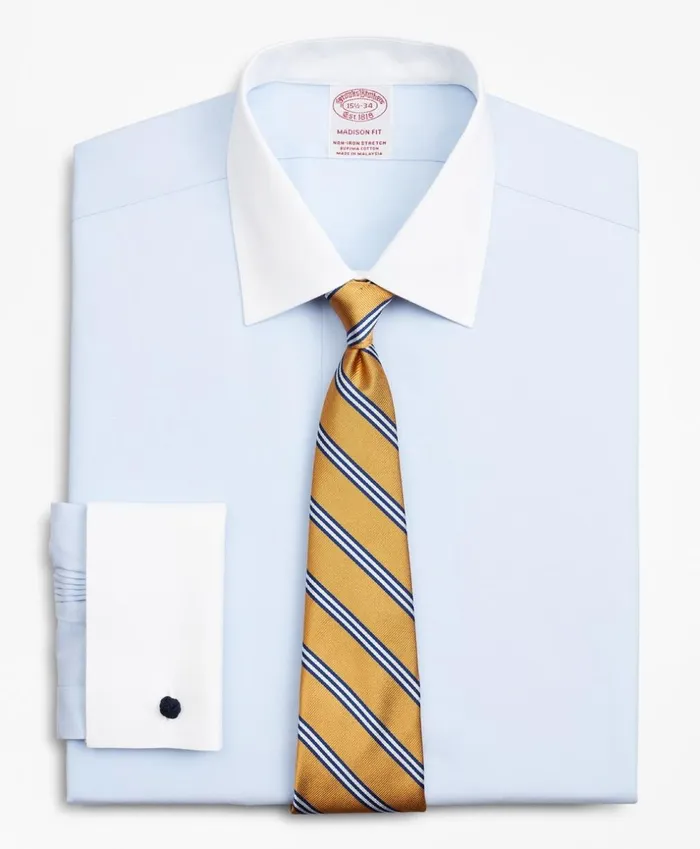Brooks Brothers Dress Shirts Stretch Madison ClassicFit Dress Shirt NonIron Pinpoint Contrast Ainsley Collar French Cuff Light Blue 8211 Men Brooks Brothers Dress Shirts Stretch Madison ClassicFit Dress Shirt NonIron Pinpoint Contrast Ainsley Collar French Cuff Light Blue 8211 Men