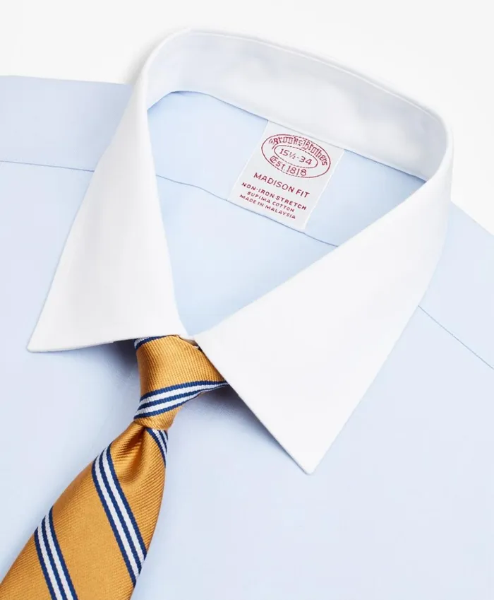 Brooks Brothers Dress Shirts Stretch Madison ClassicFit Dress Shirt NonIron Pinpoint Contrast Ainsley Collar French Cuff Light Blue 8211 Men Brooks Brothers Dress Shirts Stretch Madison ClassicFit Dress Shirt NonIron Pinpoint Contrast Ainsley Collar French Cuff Light Blue 8211 Men