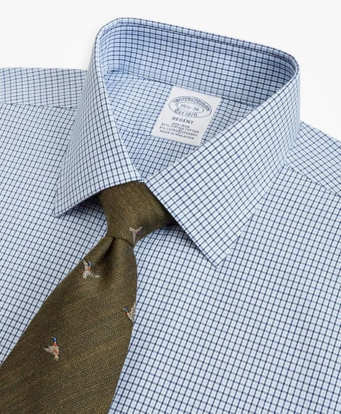 Brooks Brothers Dress Shirts Stretch Regent Fitted Dress Shirt NonIron Check Sodalite 8211 Men Brooks Brothers Dress Shirts Stretch Regent Fitted Dress Shirt NonIron Check Sodalite 8211 Men
