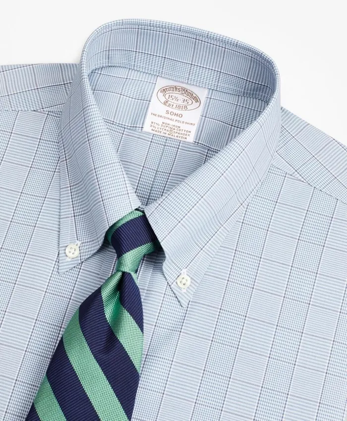 Brooks Brothers Dress Shirts Stretch Soho ExtraSlimFit Dress Shirt NonIron Pinpoint ButtonDown Collar Glen Plaid Blue 8211 Men Brooks Brothers Dress Shirts Stretch Soho ExtraSlimFit Dress Shirt NonIron Pinpoint ButtonDown Collar Glen Plaid Blue 8211 Men