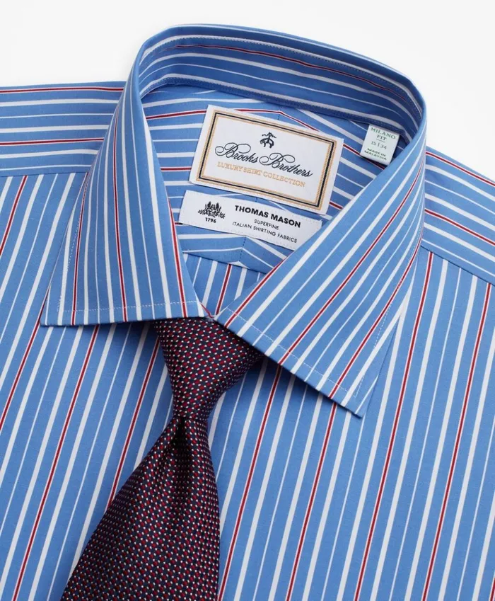 Brooks Brothers Luxury Shirts Luxury Collection Milano SlimFit Dress Shirt Franklin Spread Collar MultiStripe Blue 8211 Men Brooks Brothers Luxury Shirts Luxury Collection Milano SlimFit Dress Shirt Franklin Spread Collar MultiStripe Blue 8211 Men