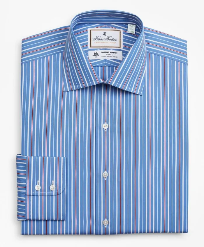 Brooks Brothers Luxury Shirts Luxury Collection Milano SlimFit Dress Shirt Franklin Spread Collar MultiStripe Blue 8211 Men Brooks Brothers Luxury Shirts Luxury Collection Milano SlimFit Dress Shirt Franklin Spread Collar MultiStripe Blue 8211 Men