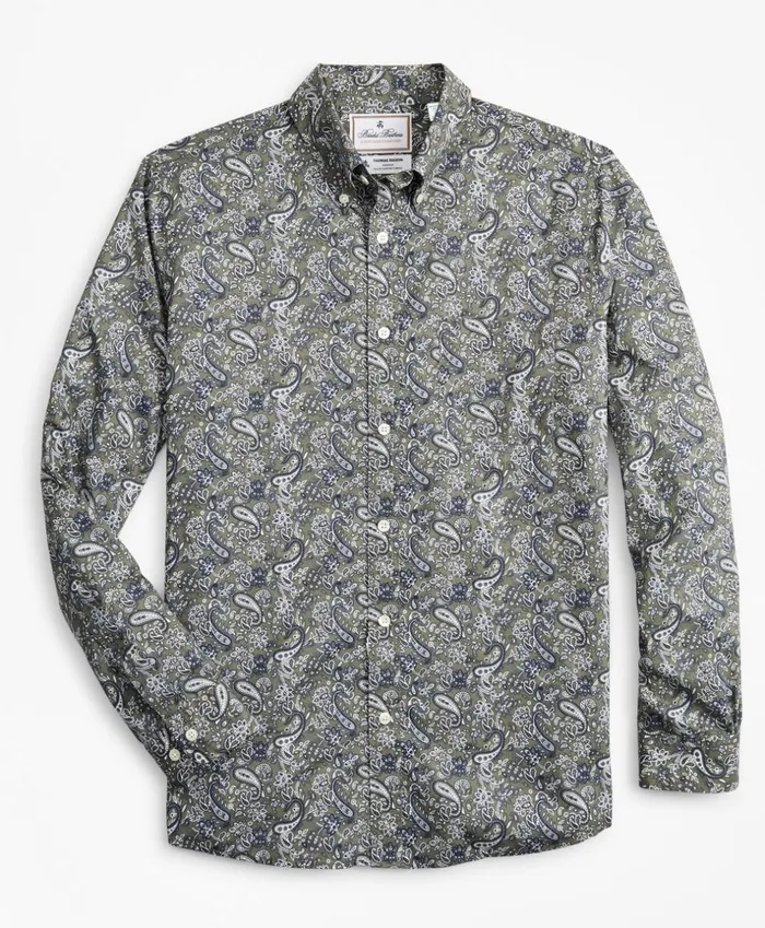 Brooks Brothers Luxury Shirts Luxury Collection Milano SlimFit Sport Shirt ButtonDown Collar Paisley Print Olive 8211 Men Brooks Brothers Luxury Shirts Luxury Collection Milano SlimFit Sport Shirt ButtonDown Collar Paisley Print Olive 8211 Men