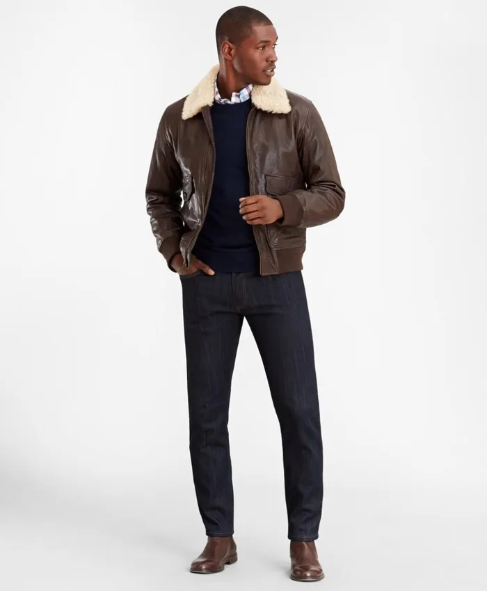 Brooks Brothers Outerwear Leather Aviator Jacket Brown 8211 Men Brooks Brothers Outerwear Leather Aviator Jacket Brown 8211 Men