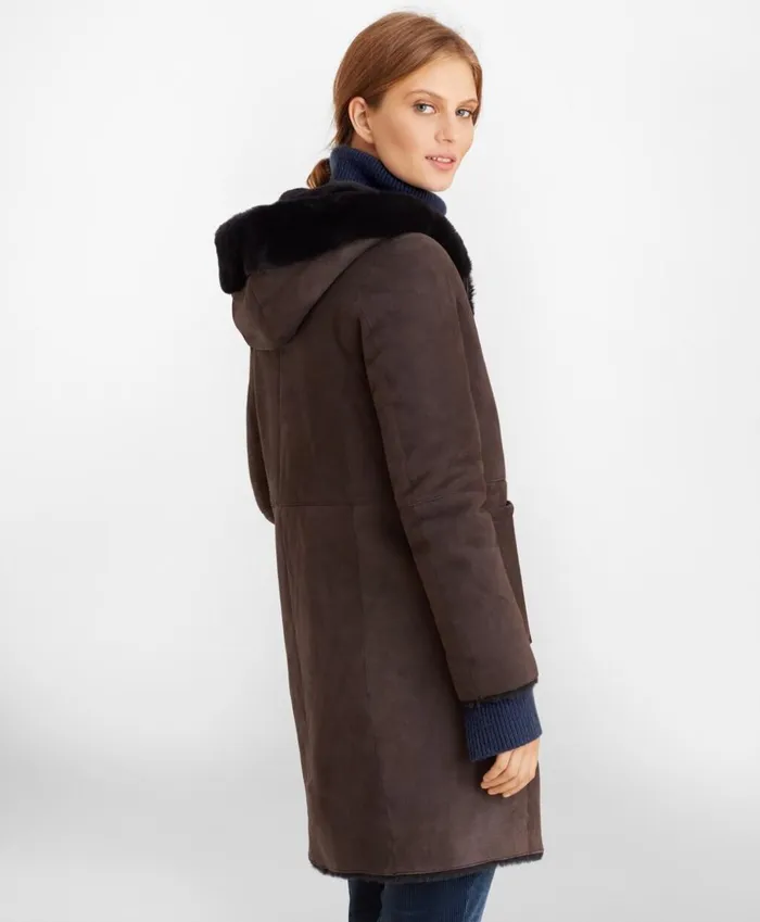 Brooks Brothers Outerwear Shearling Hooded Coat Dark Brown 8211 Women Brooks Brothers Outerwear Shearling Hooded Coat Dark Brown 8211 Women