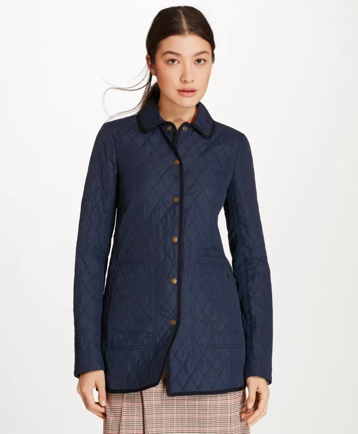 Brooks Brothers Outerwear WaterRepellent DiamondQuilted Car Coat Navy 8211 Women Brooks Brothers Outerwear WaterRepellent DiamondQuilted Car Coat Navy 8211 Women