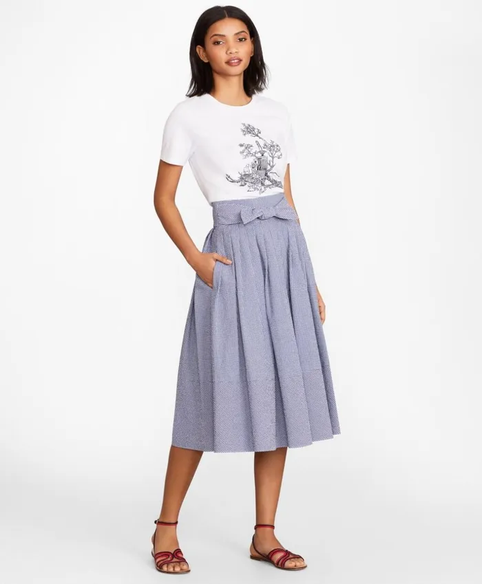 Brooks Brothers Pants Skirts and Shorts Gingham Seersucker Pleated Skirt Navywhite 8211 Women Brooks Brothers Pants Skirts and Shorts Gingham Seersucker Pleated Skirt Navywhite 8211 Women