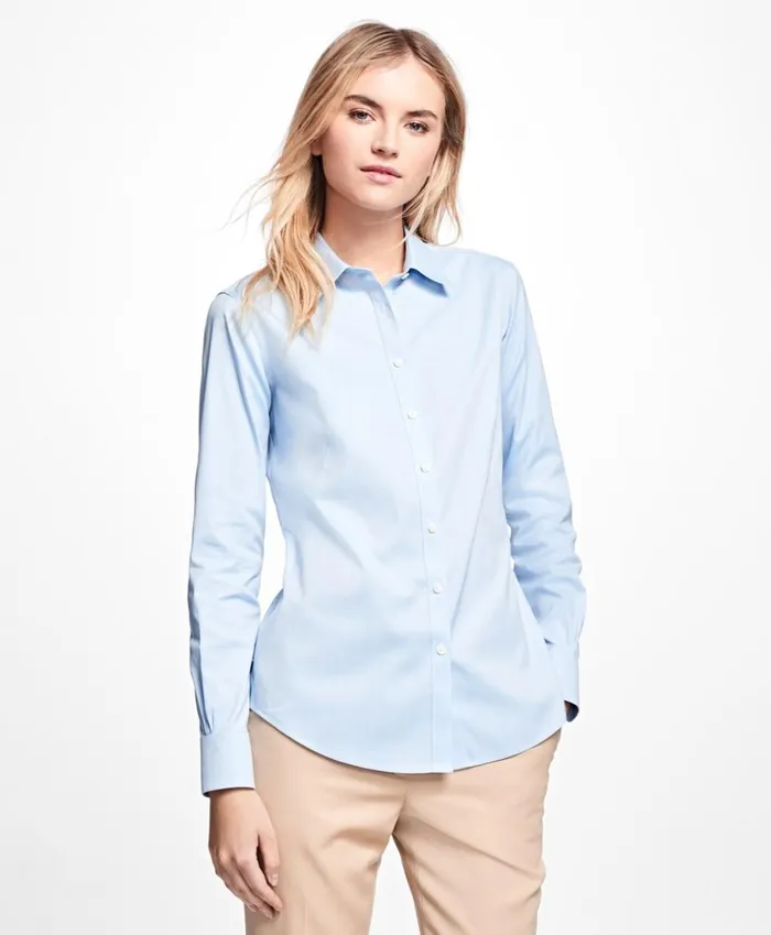 Brooks Brothers Petites Petite NonIron Fitted Dress Shirt Blue 8211 Women Brooks Brothers Petites Petite NonIron Fitted Dress Shirt Blue 8211 Women