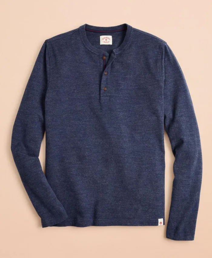 Brooks Brothers Polos and TShirts Cotton Jersey LongSleeve Henley Dark Denim 8211 Men Brooks Brothers Polos and TShirts Cotton Jersey LongSleeve Henley Dark Denim 8211 Men
