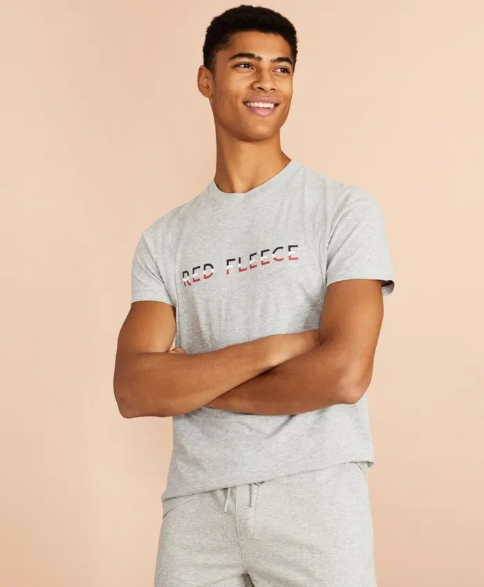 Brooks Brothers Polos and TShirts Jersey Cotton Red Fleece Graphic TShirt Grey 8211 Men Brooks Brothers Polos and TShirts Jersey Cotton Red Fleece Graphic TShirt Grey 8211 Men