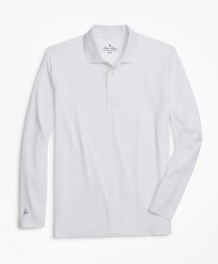 Brooks Brothers Polos and TShirts Performance Series LongSleeve Polo Shirt White 8211 Men Brooks Brothers Polos and TShirts Performance Series LongSleeve Polo Shirt White 8211 Men