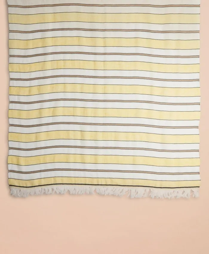 Brooks Brothers Scarves Hats and Gloves Striped LinenCotton Gauze Scarf Yellowwhite 8211 Women Brooks Brothers Scarves Hats and Gloves Striped LinenCotton Gauze Scarf Yellowwhite 8211 Women