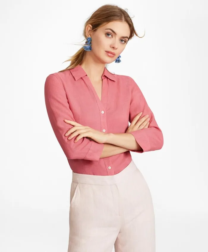 Brooks Brothers Shirts and Tops Linen ThreeQuarter Sleeve Shirt Rose 8211 Women Brooks Brothers Shirts and Tops Linen ThreeQuarter Sleeve Shirt Rose 8211 Women