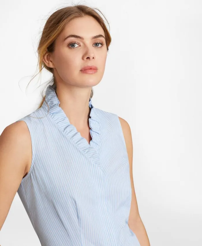 Brooks Brothers Shirts and Tops NonIron Striped Supima Cotton RuffleCollar Sleeveless Blouse Bluemulti 8211 Women Brooks Brothers Shirts and Tops NonIron Striped Supima Cotton RuffleCollar Sleeveless Blouse Bluemulti 8211 Women