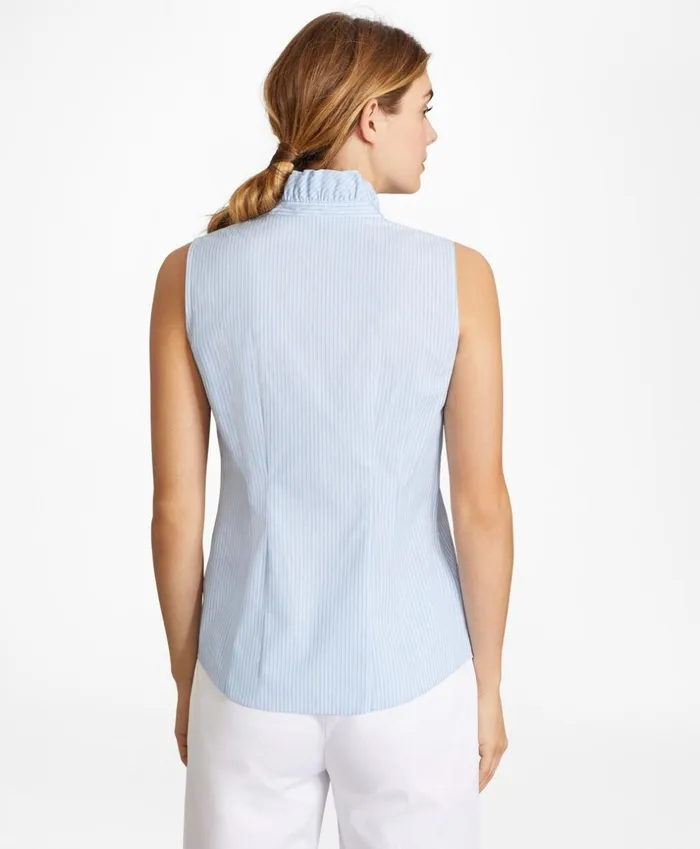 Brooks Brothers Shirts and Tops NonIron Striped Supima Cotton RuffleCollar Sleeveless Blouse Bluemulti 8211 Women Brooks Brothers Shirts and Tops NonIron Striped Supima Cotton RuffleCollar Sleeveless Blouse Bluemulti 8211 Women