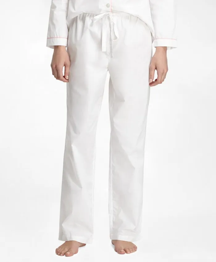 Brooks Brothers Sleepwear Cotton LongSleeve Pajama Set White 8211 Women Brooks Brothers Sleepwear Cotton LongSleeve Pajama Set White 8211 Women