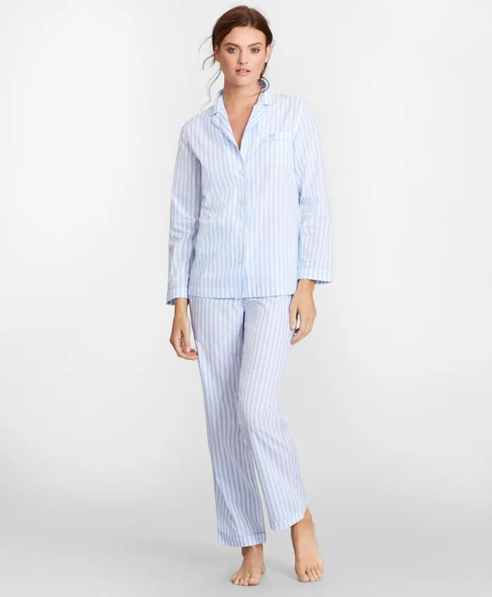 Brooks Brothers Sleepwear Striped Cotton Poplin Pajama Set Bluewhite 8211 Women Brooks Brothers Sleepwear Striped Cotton Poplin Pajama Set Bluewhite 8211 Women