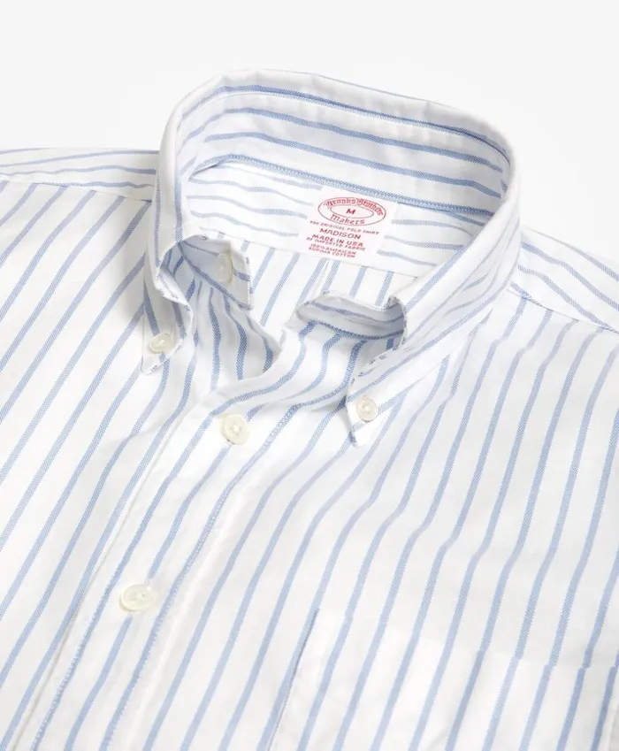 Brooks Brothers Sport Shirts Madison Fit Oxford Small Stripe Sport Shirt Whiteblue 8211 Men