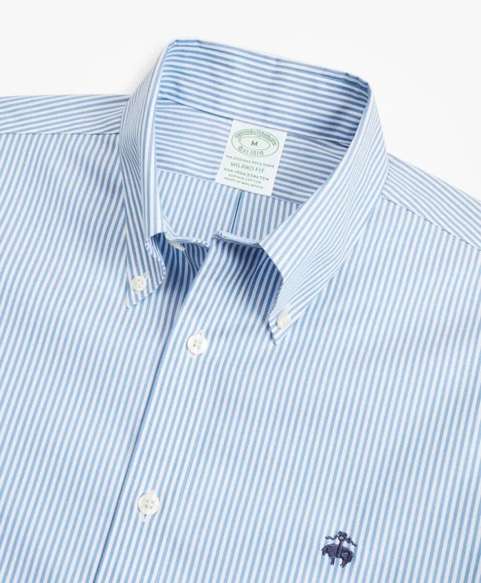 Brooks Brothers Sport Shirts Stretch Milano SlimFit Sport Shirt NonIron Stripe Light Blue 8211 Men Brooks Brothers Sport Shirts Stretch Milano SlimFit Sport Shirt NonIron Stripe Light Blue 8211 Men