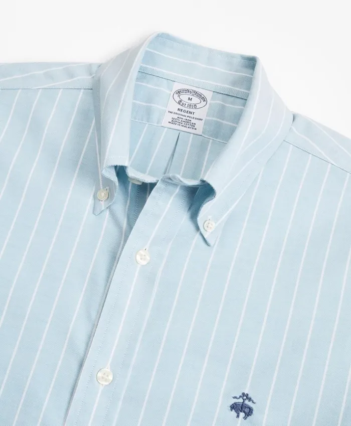 Brooks Brothers Sport Shirts Stretch Regent Fitted Sport Shirt NonIron ShortSleeve Stripe Blue 8211 Men Brooks Brothers Sport Shirts Stretch Regent Fitted Sport Shirt NonIron ShortSleeve Stripe Blue 8211 Men