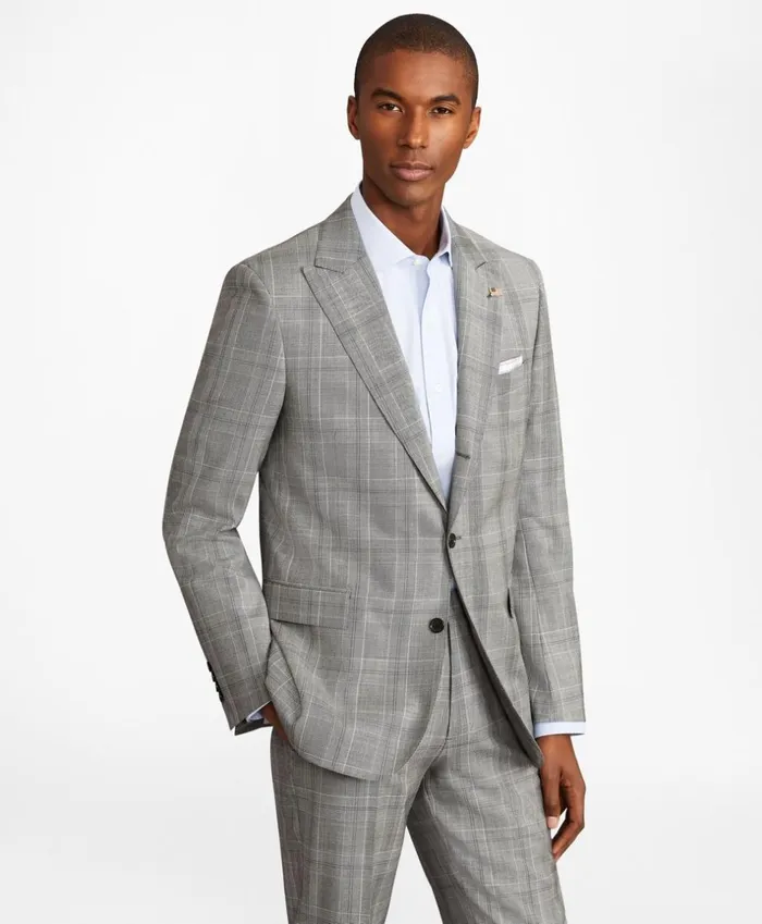 Brooks Brothers Suits Regent Fit ThreeButton Plaid 1818 Suit Grey 8211 Men Brooks Brothers Suits Regent Fit ThreeButton Plaid 1818 Suit Grey 8211 Men