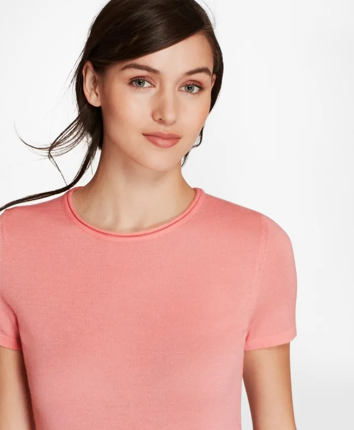 Brooks Brothers Sweaters Cashmere ShortSleeve TShirt Peach 8211 Women Brooks Brothers Sweaters Cashmere ShortSleeve TShirt Peach 8211 Women