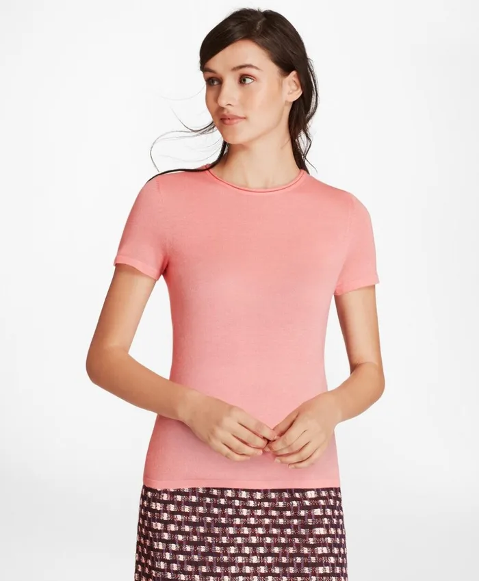 Brooks Brothers Sweaters Cashmere ShortSleeve TShirt Peach 8211 Women Brooks Brothers Sweaters Cashmere ShortSleeve TShirt Peach 8211 Women
