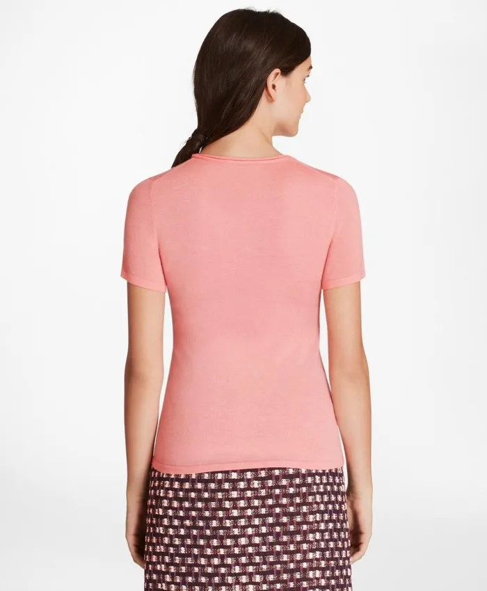 Brooks Brothers Sweaters Cashmere ShortSleeve TShirt Peach 8211 Women Brooks Brothers Sweaters Cashmere ShortSleeve TShirt Peach 8211 Women