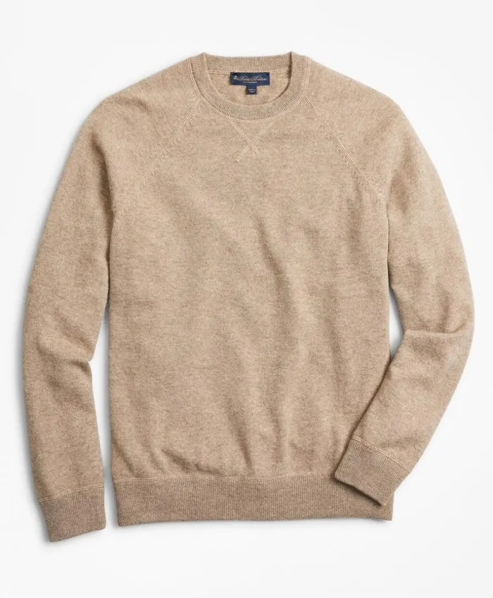 Brooks Brothers Sweaters TwoPly Cashmere Raglan Crewneck Sweater Dark Beige 8211 Men Brooks Brothers Sweaters TwoPly Cashmere Raglan Crewneck Sweater Dark Beige 8211 Men