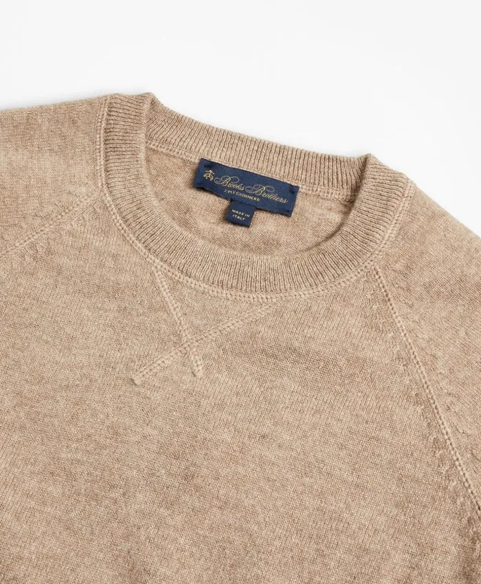 Brooks Brothers Sweaters TwoPly Cashmere Raglan Crewneck Sweater Dark Beige 8211 Men Brooks Brothers Sweaters TwoPly Cashmere Raglan Crewneck Sweater Dark Beige 8211 Men