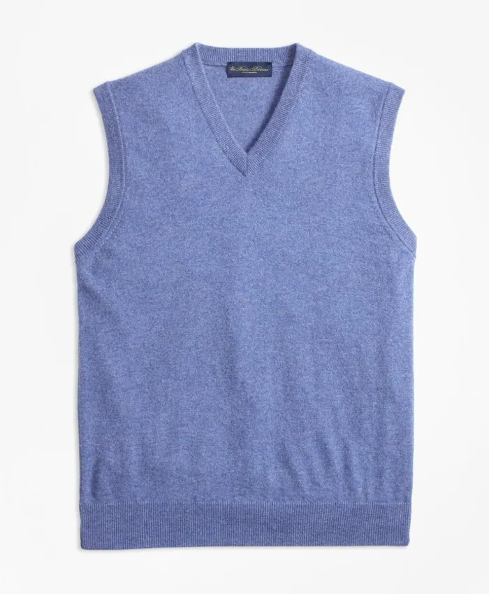 Brooks Brothers Sweaters VNeck Cashmere Sweater Vest Denim Blue 8211 Men