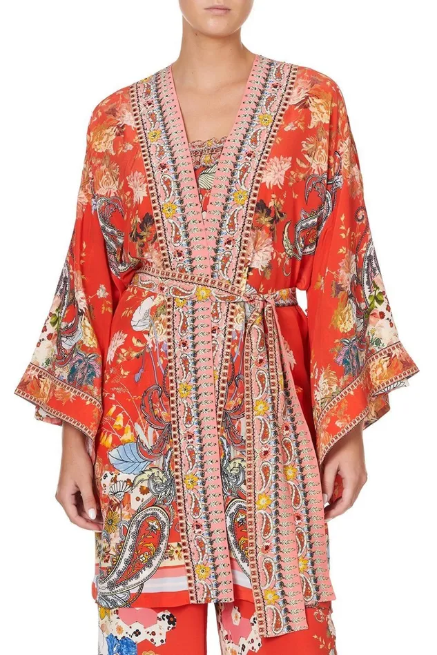 Camilla Kimonos Women Kimono With Tie Belt Paisley In Patches