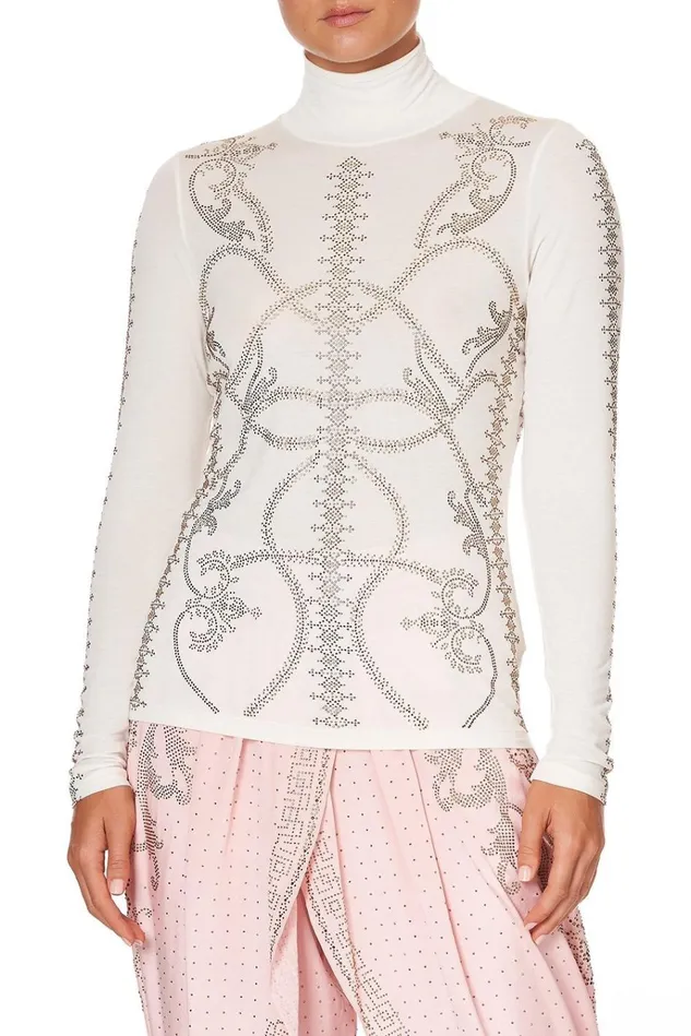 Camilla Modest Clothing Women Jersey Turtleneck Luxe Cream