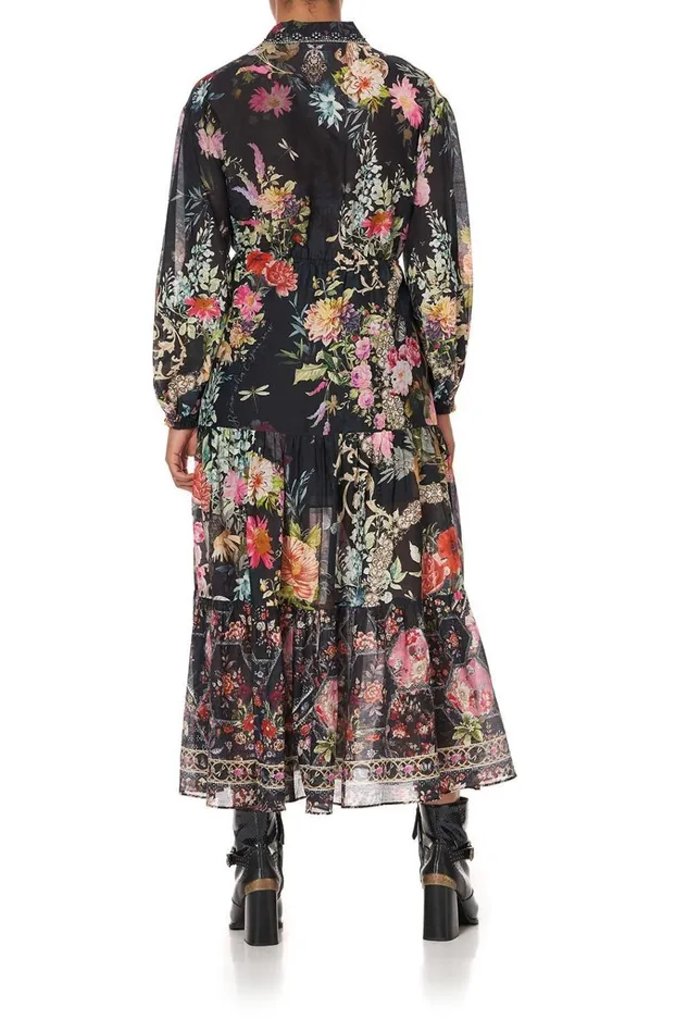 Camilla Modest Clothing Women Tiered Long Shirt Dress Hampton Hive