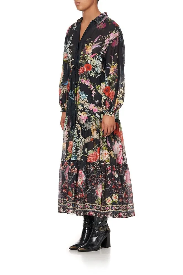Camilla Modest Clothing Women Tiered Long Shirt Dress Hampton Hive