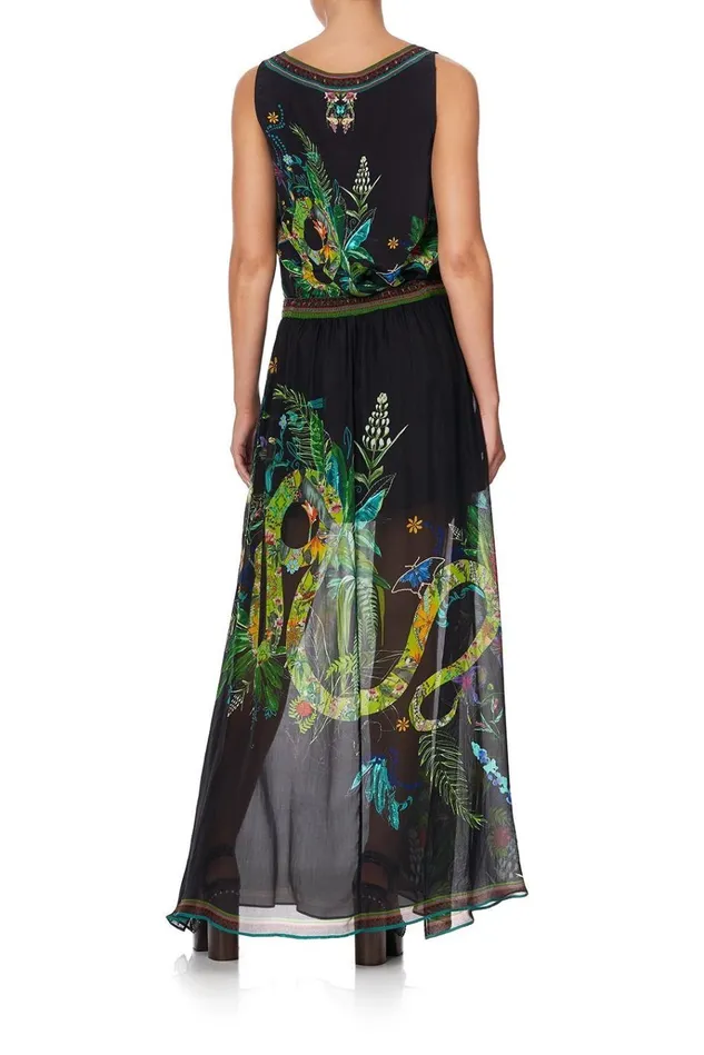 Camilla Party Dresses Women Side Split Overlay Skirt River Cruise