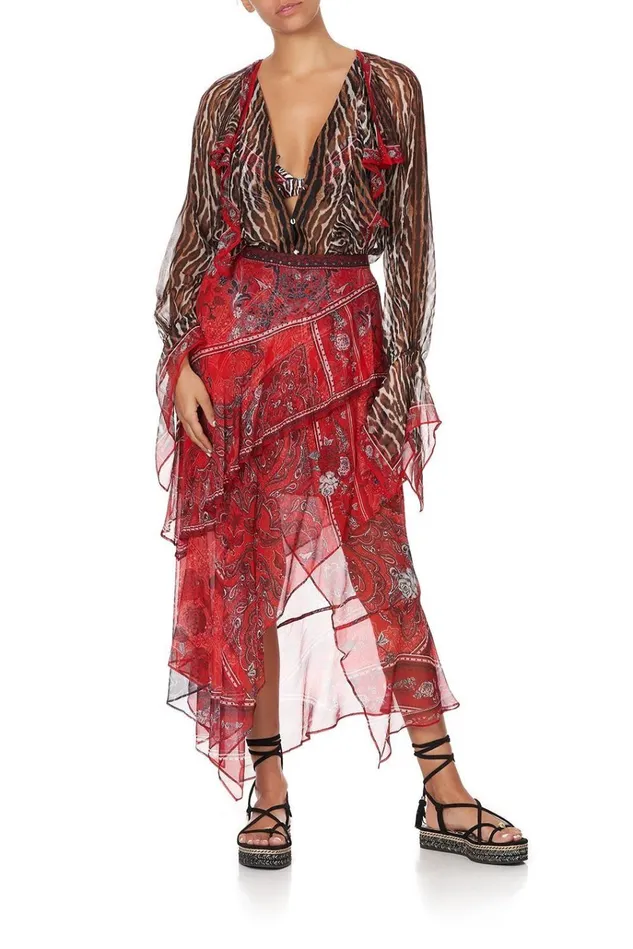 Camilla Skirts Women Asymmetrical Ruffle Skirt Pirate Punk