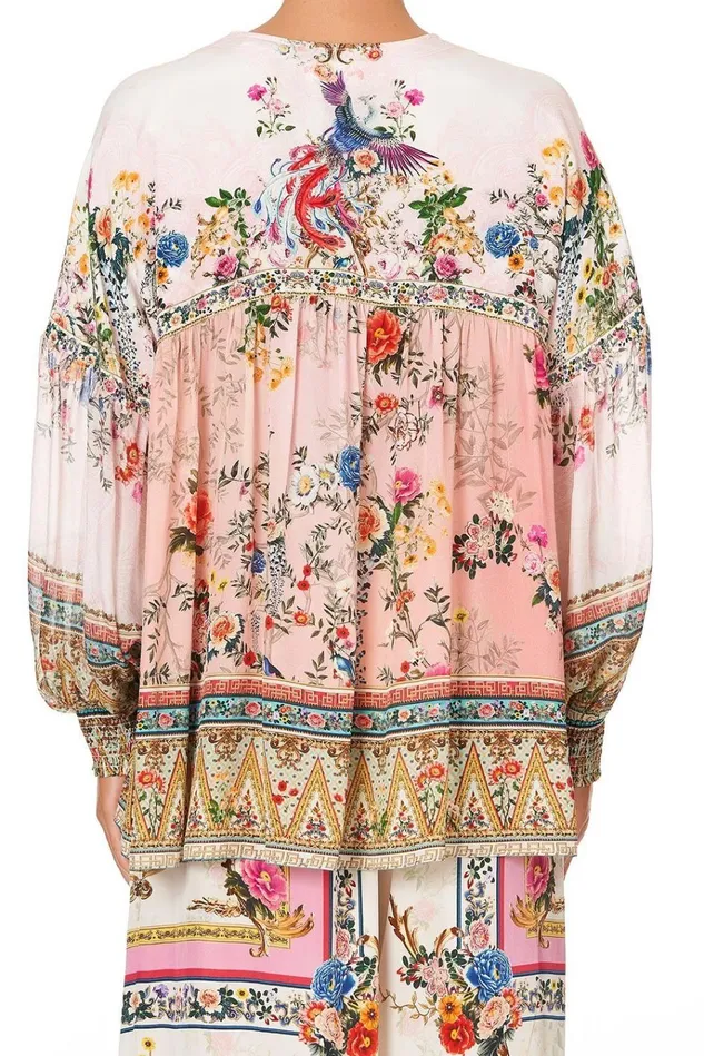 Camilla Tops Women Blouson Blouse With Neck Tie Party In The Palace