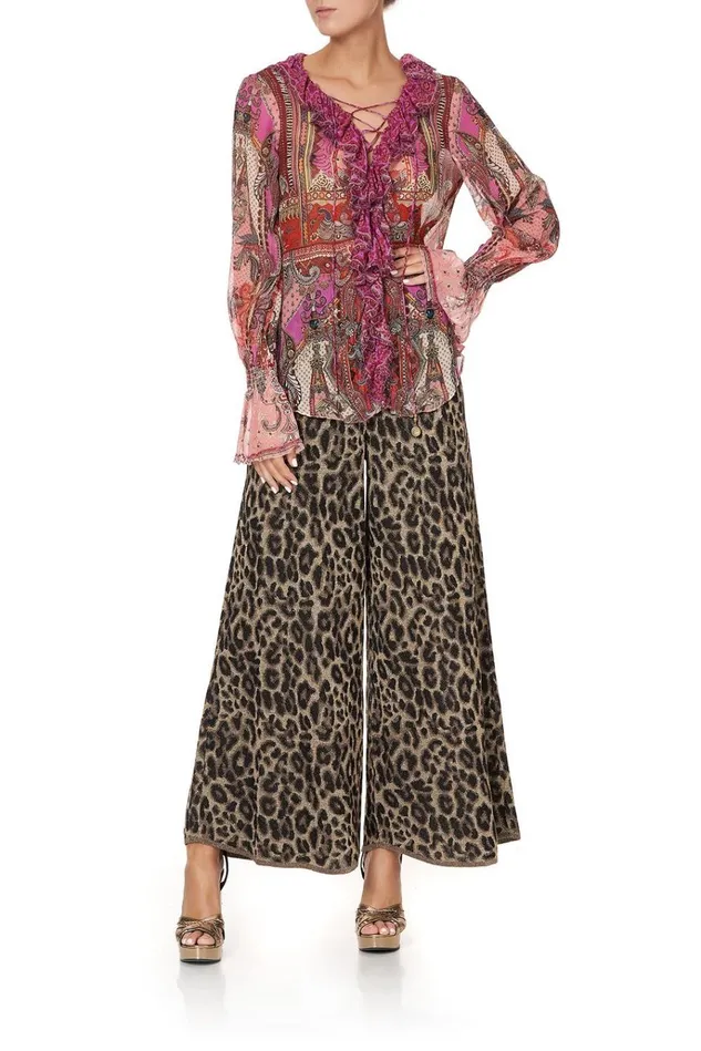 Camilla Tops Women Lace Up Ruffle Blouse Lotus Lovers