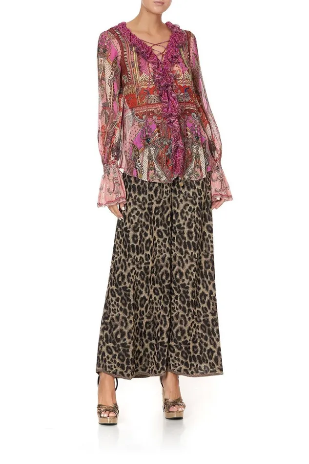 Camilla Tops Women Lace Up Ruffle Blouse Lotus Lovers