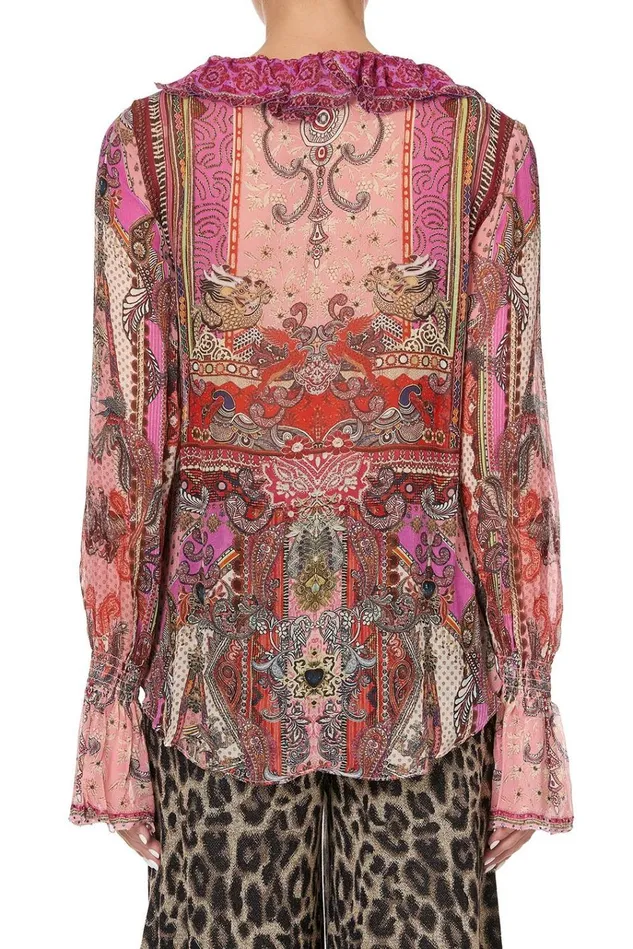Camilla Tops Women Lace Up Ruffle Blouse Lotus Lovers