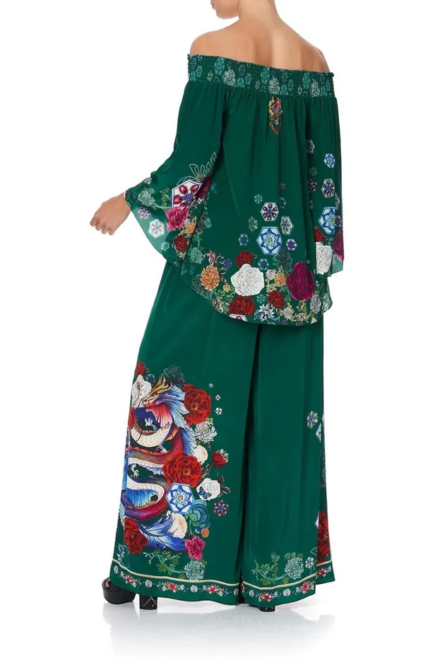 Camilla Tops Women Off Shoulder Shirred Blouse Emerald039s Orbit