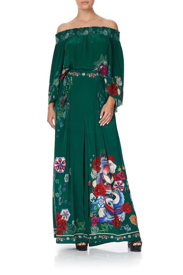Camilla Tops Women Off Shoulder Shirred Blouse Emerald039s Orbit