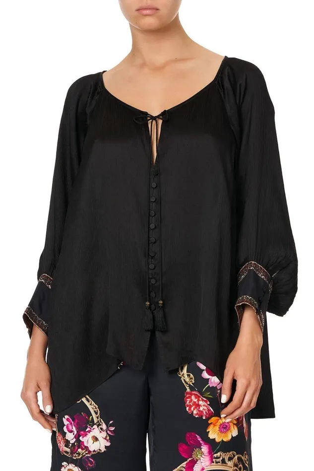 Camilla Tops Women Raglan Sleeve Button Up Top Mirror Mirror
