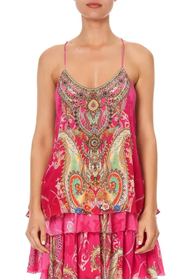 Camilla Tops Women T Back Shoestring Top Rainbow Rhythm