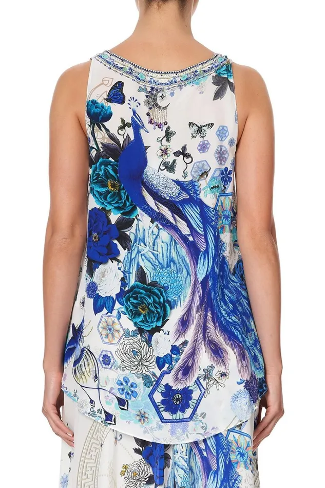 Camilla Tops Women Tank Top With Strap Bead Detail White Side Of The Moon